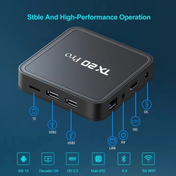 TX20 Pro 12K Resolution Voice Control 16GB RAM 256GB ROM Android TV Box - 3 Months Warranty - Image 7